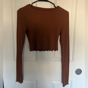 Aeropostale Chocolate Long Sleeve Crop Top